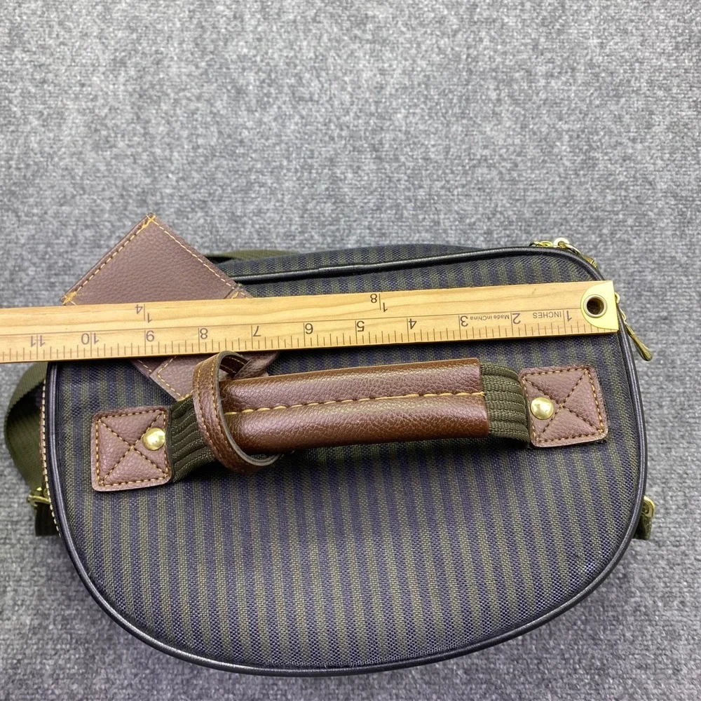 Pierre Cardin Vintage Striped Train Case Vanity Makeup Bag Brown Navy